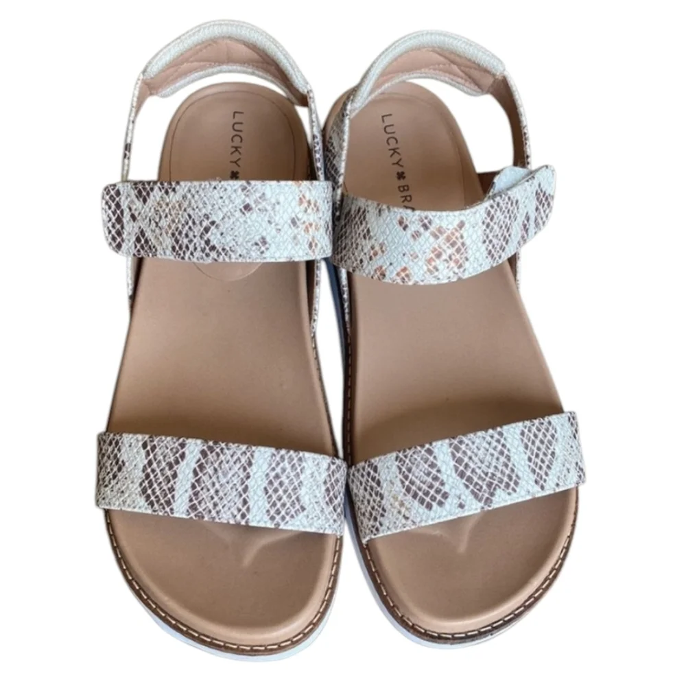 Lucky Brand Iadan Cream Tan Snakeskin Sandals Sz 10 SH228